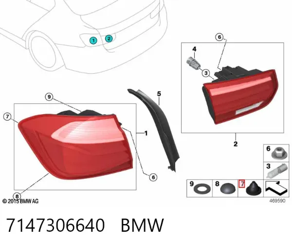 Clip de fijación de revestimiento de puerta 7147306640 BMW