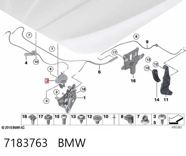 Cerradura del capó izquierda 7183763 BMW