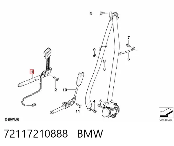 Palanca de bloqueo del cinturón de seguridad delantero derecho 72117210888 BMW