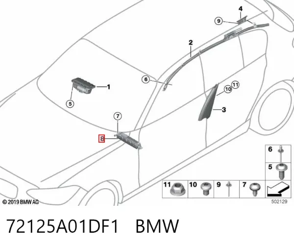 Airbag de rodilla del pasajero 72125A01DF1 BMW