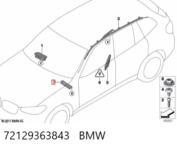 Airbag de rodilla del conductor 72129363843 BMW
