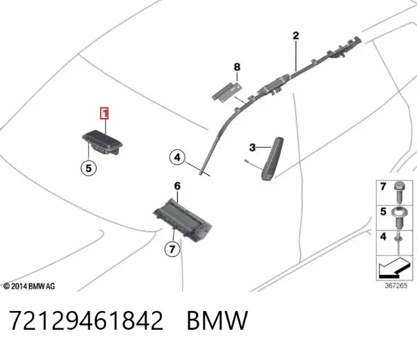 Airbag lateral 72129461842 BMW