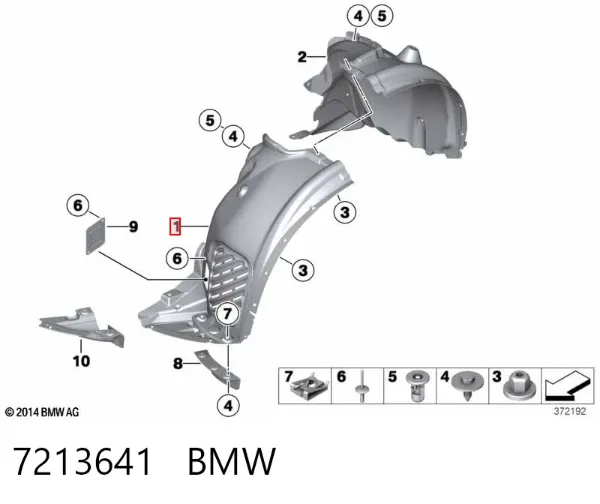 Guardalodos delantero izquierdo 7213641 BMW