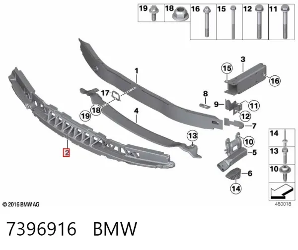Absorbedor del parachoques delantero 7396916 BMW