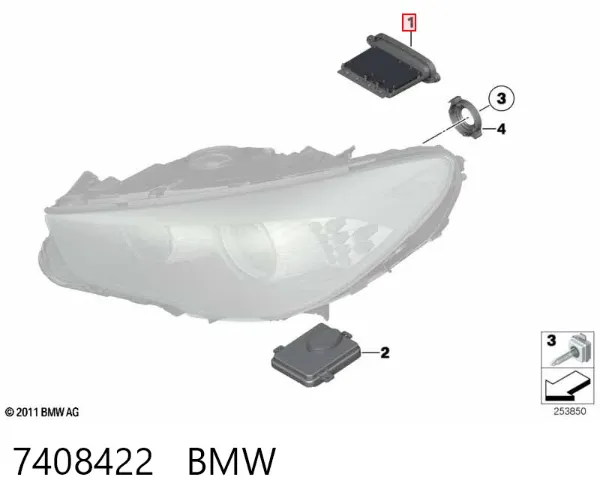Módulo de control de luces de faros (ECU) 7408422 BMW