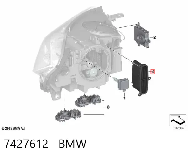 Centralita, faros xenon 7427612 BMW