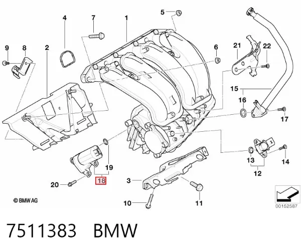 Regulador de longitud del colector de admisión 7511383 BMW