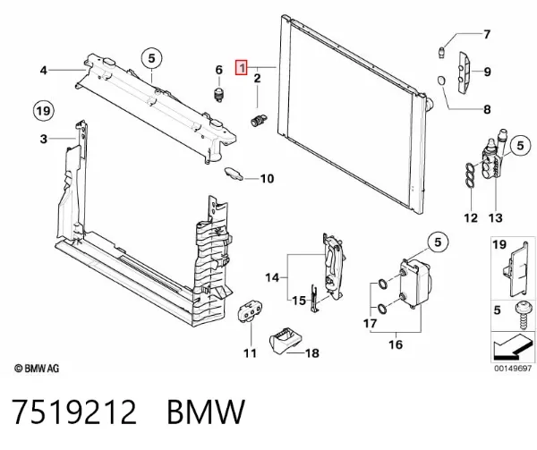 Radiador 7519212 BMW