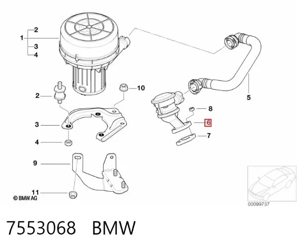 Válvula de aire secundario 7553068 BMW