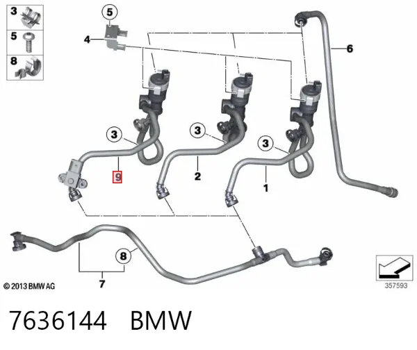 Válvula de ventilación de gases del tanque de combustible 7636144 BMW