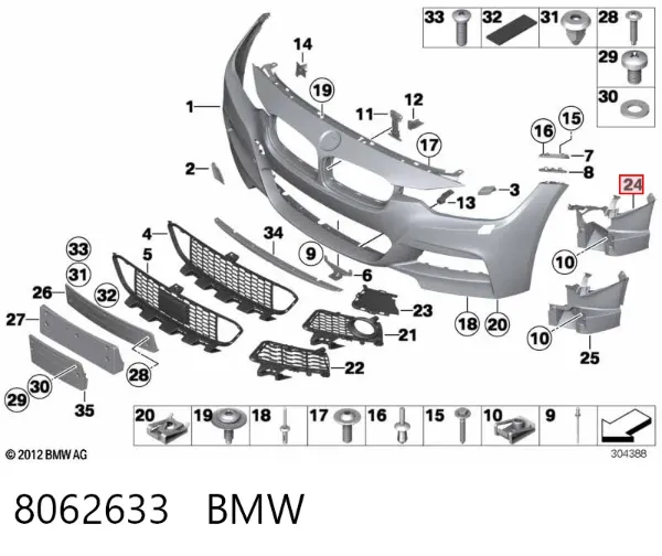 Soporte de fijación de faro antiniebla izquierdo 8062633 BMW