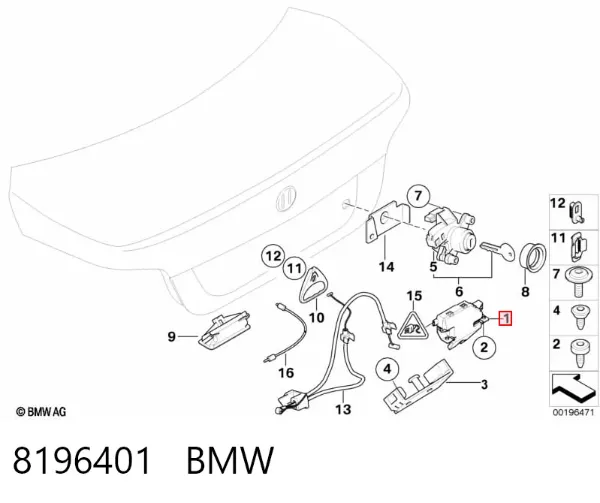 Cerradura de maletero 8196401 BMW