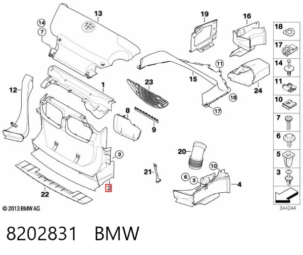 Deflector de aire del radiador 8202831 BMW
