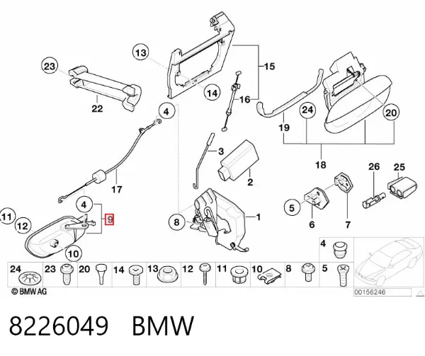 Manija interior izquierda delantera/trasera de puerta 8226049 BMW