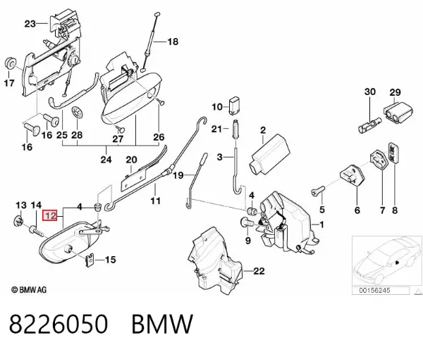 Manija interior derecha delantera/trasera de puerta 8226050 BMW