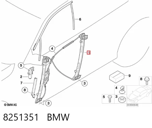 Mecanismo de elevalunas delantero izquierdo 8251351 BMW