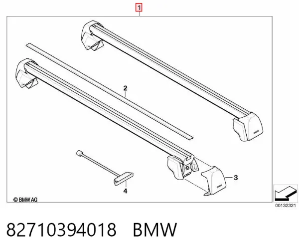Juego de barras transversales de techo 82710394018 BMW