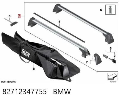 Juego de barras transversales de techo BMW 82712347755