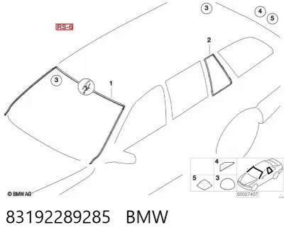 Sellador adhesivo para cristales BMW 83192289285