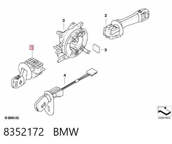 Conmutador izquierdo de la columna de dirección 8352172 BMW