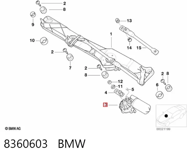 Motor limpiaparabrisas 8360603 BMW