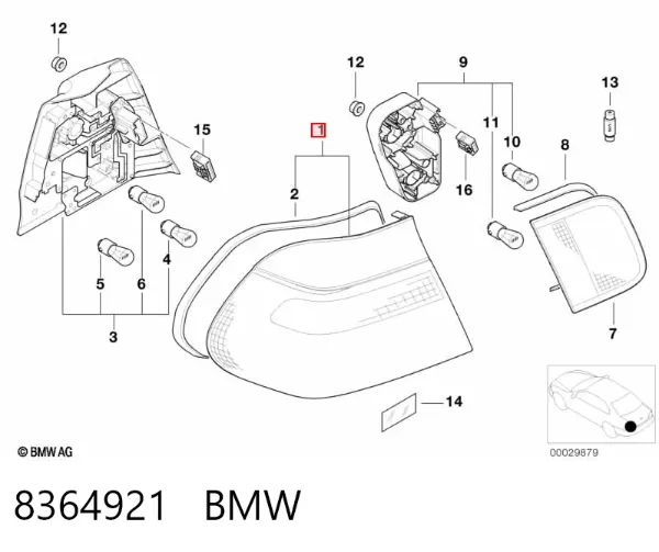 Piloto trasero exterior izquierdo 8364921 BMW