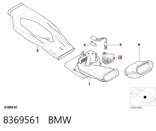 Resistencia del ventilador del habitáculo trasera 8369561 BMW