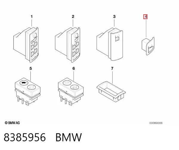 Botón de encendido del motor del elevalunas trasero derecho 8385956 BMW