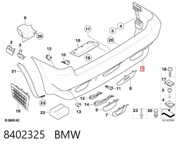 Parachoques trasero 8402325 BMW