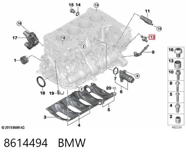 Sensor de presión de aceite 8614494 BMW