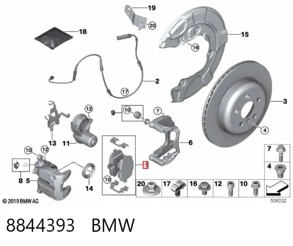 Pastillas de freno traseras 8844393 BMW