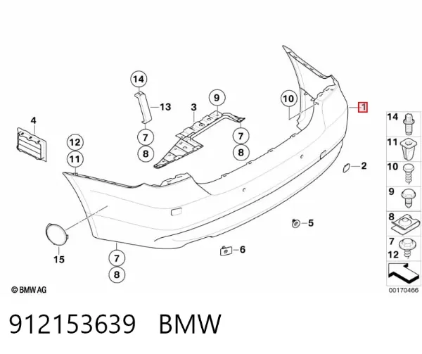 Parachoques trasero 912153639 BMW