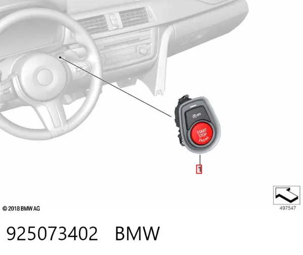 Botón de arranque del motor 925073402 BMW