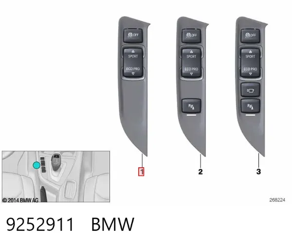 Unidad de control de elevalunas de la consola central 9252911 BMW