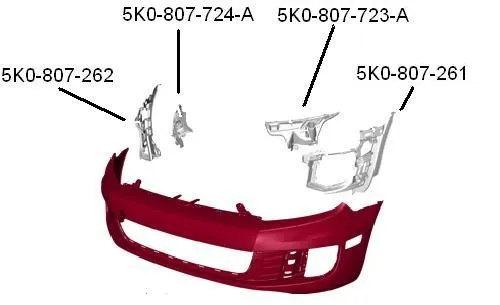 Soporte de parachoques delantero derecho 5K0807262 VAG