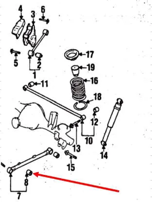 Buje delantero del brazo longitudinal trasero 550450W001 Nissan/Infiniti