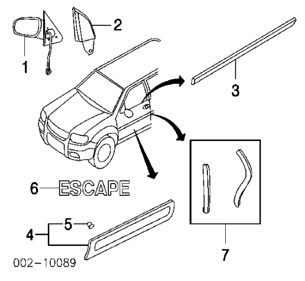 Espejo de retrovisor izquierdo Ford Escape 