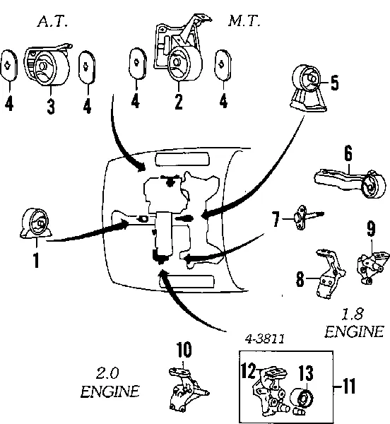 Soporte de motor delantero MB309481 Mitsubishi