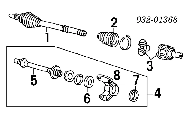 Junta homocinética interna delantera 44310SM4980 Honda