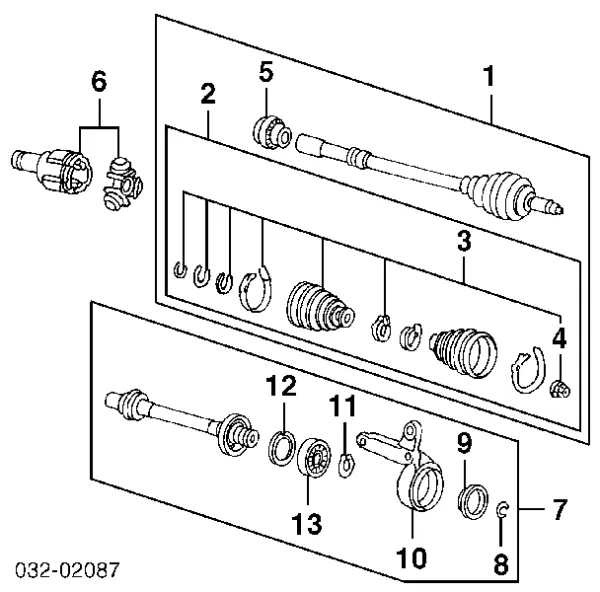Junta homocinética interna delantera derecha 44310S10A00 Honda