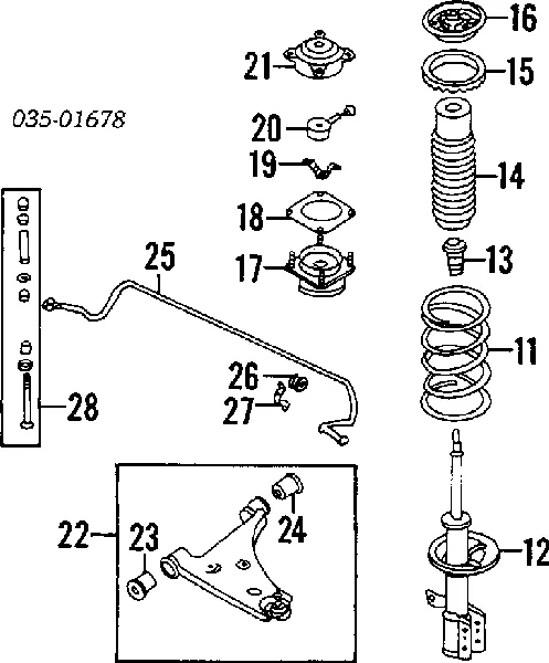 Soporte del amortiguador delantero GJ2334380B Mazda