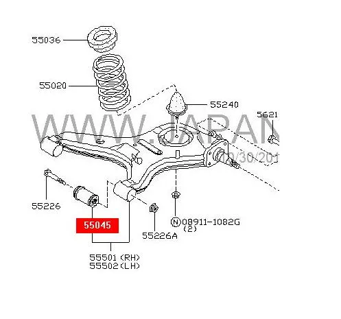 Buje del brazo inferior trasero 5504501A05 Nissan/Infiniti