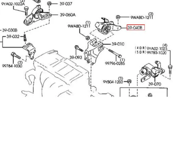 Soporte de motor trasero D09A00E RBI