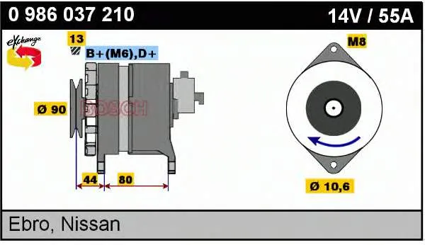 Alternador 0986037210 Bosch