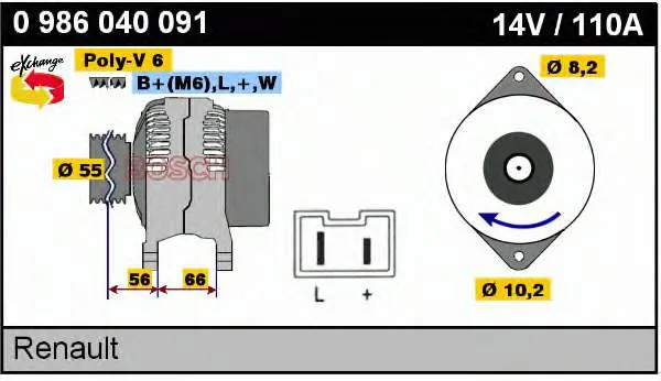 Alternador 0986040091 Bosch