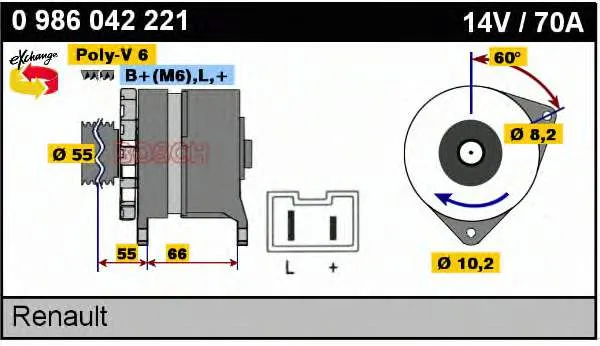 Alternador 0986042221 Bosch