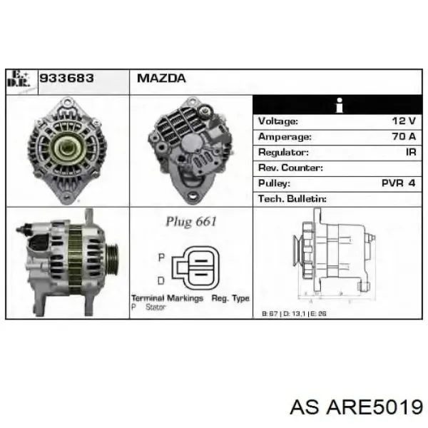 Regulador De Rele Del Generador (Rele De Carga) Mazda 323 BJ