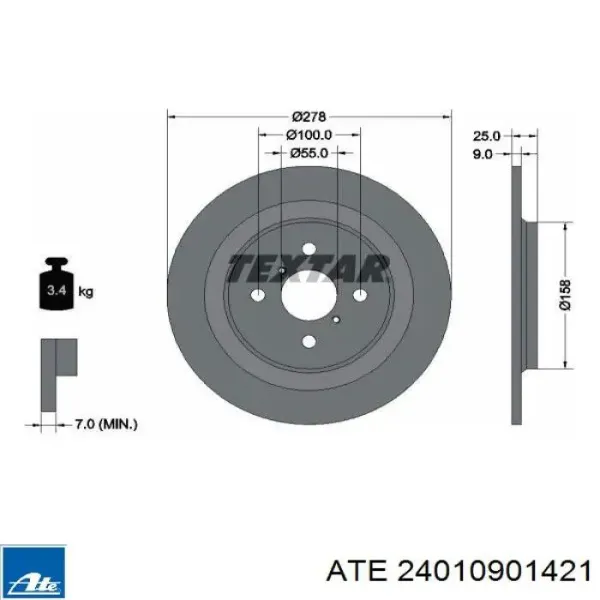 Disco de freno trasero Toyota Yaris P13