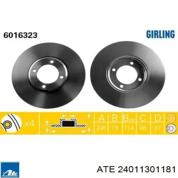 Freno de disco delantero Ford Taunus GBTS, GBFS, CBTS