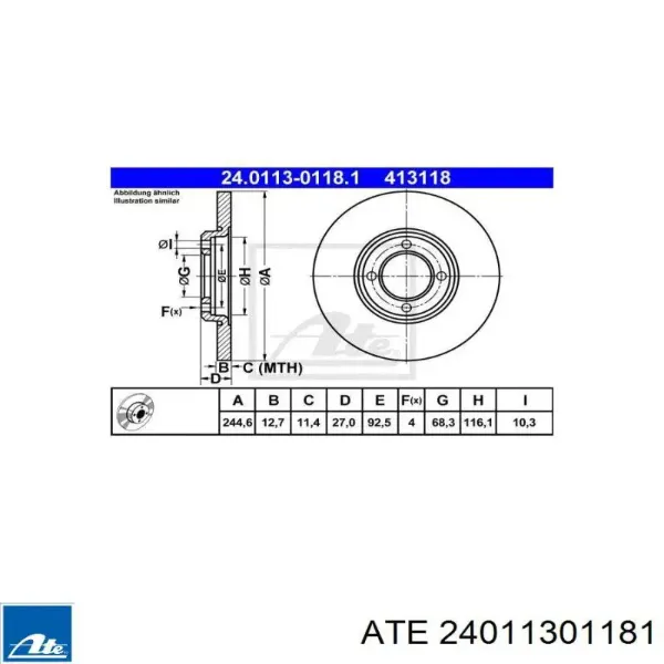 Freno de disco delantero Ford Taunus GBTS, GBFS, CBTS